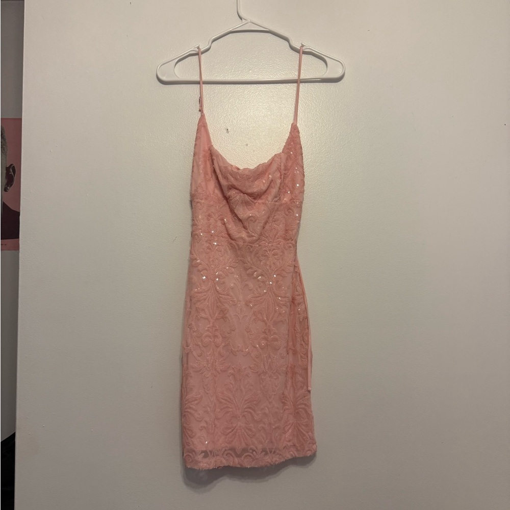 Elegant Pink Lace Dress